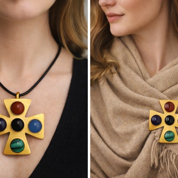 Anne Klein gold cross pin/Broochi - 24K HGE. 2 1/2” x 2 1/2” - Picture 3 of 4